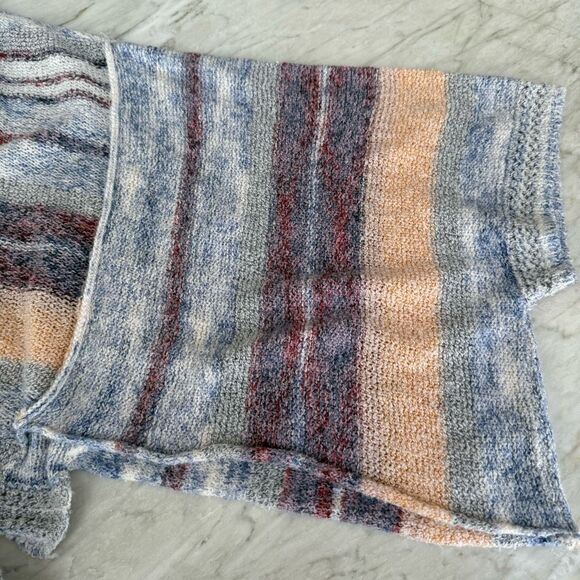 Free People Saturn space knit poncho sweater in multi color sz L cotton blend - Picture 10 of 11
